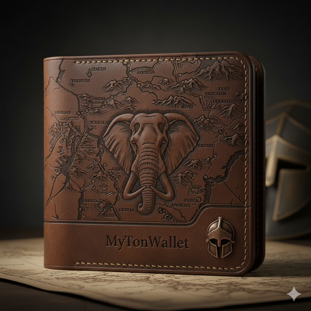 MyTonWallet: The 'Hannibal Conquest' Edition - Bold Black Leather with Elephant Emblem