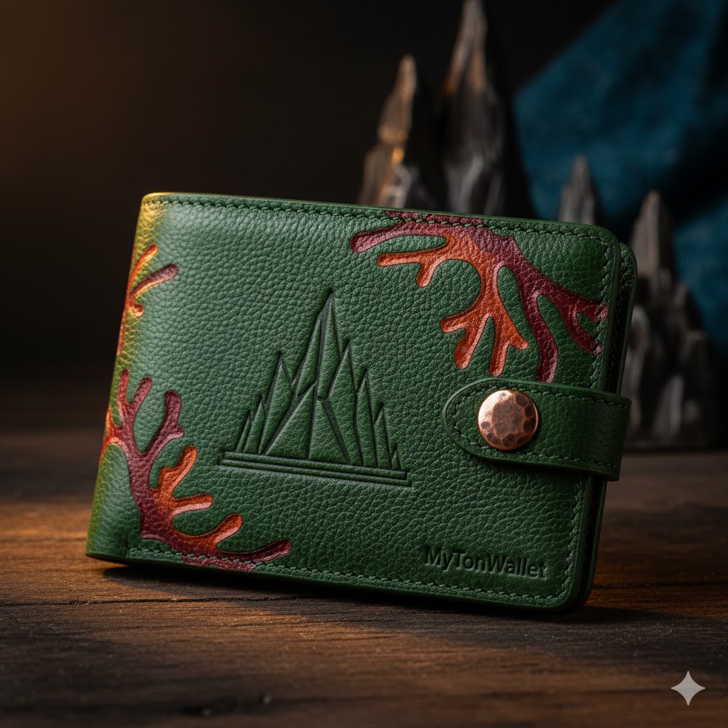 MyTonWallet: The 'Tabarka Coral' Edition - Deep Forest Green Leather with Maritime Textures